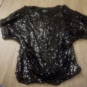 Adrianna Papell Evening Sequin Black Top